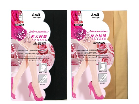 玫瑰香酚全透明彈性褲襪(3入裝)-黑色 LD2221