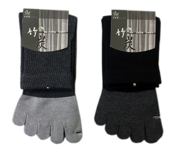竹炭13針男五指襪-黑色 BC500