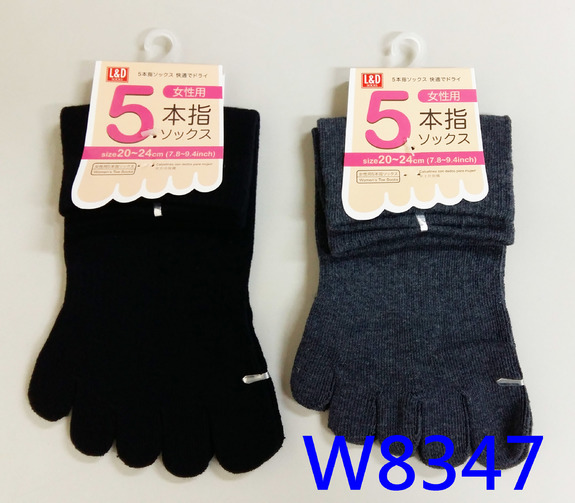 L&D細針(短)五趾襪-黑色 W8347