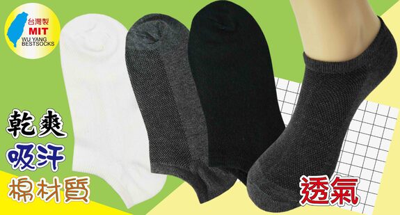 素面網狀船形色襪  E12075